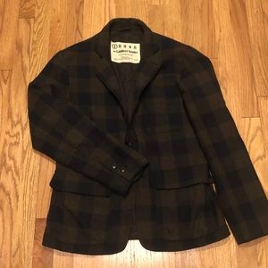 Earnest Sewn (made in Italy) Navy and brown plaid blazer, EUC.
